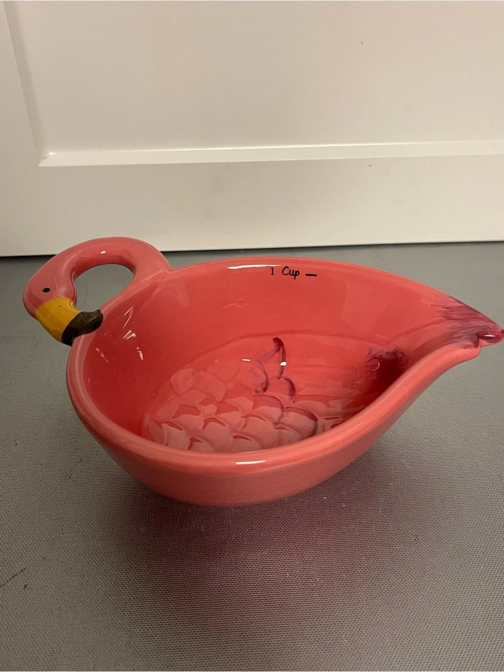 Pink Ceramic Flamingo Stackable Measuring Cups - Pink- Excellent Condition